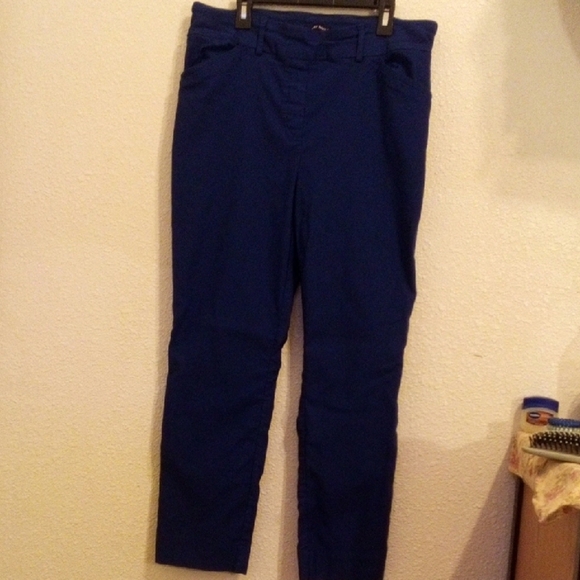 Hilary Radley Pants - Hilary Radley Royal Blue Pull On Straight Leg Pants Womens Large L/G Stretch